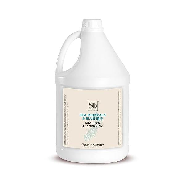 Soapbox Sea Minerals & Blue Iris Shampoo, Vegan, Color Safe, Harsh Sulfate Free Silicone Hair Shampoo Refill for Home Professional Use - Gallon Size