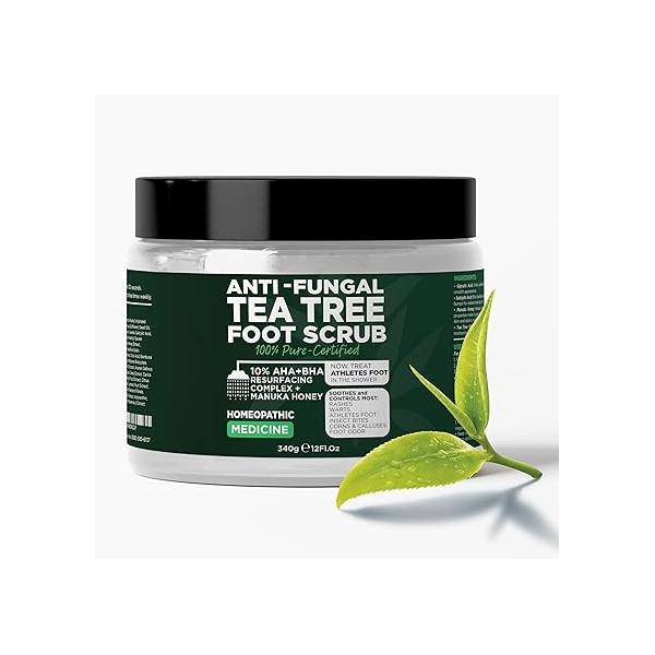 Foot Scrub with Tea Tree Oil | Callus Remover For Feet Exfoliating Salicylic and Glycolic Acid for Dead Skin, Athlete’s Foot, Warts, Corns, Rashes, Odor, Insect Bites Care