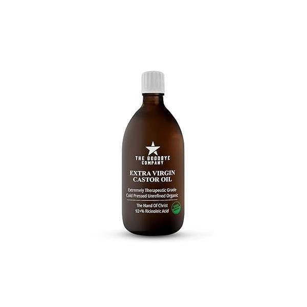 The Goodbye Company Organic Castor Oil - 100% Pure Extra Virgin, Cold-Pressed & Unrefined Hexane-Free Nourishing for Healthy Skin, Hair Growth Eyelashes (250mL)