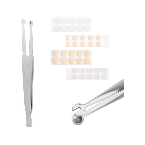Piercing Tweezers, 1 Pcs Tweezers with 40 Silicone Sheet Anti Slip Forceps Proliferation Care Tool for Ear Lip Navel
