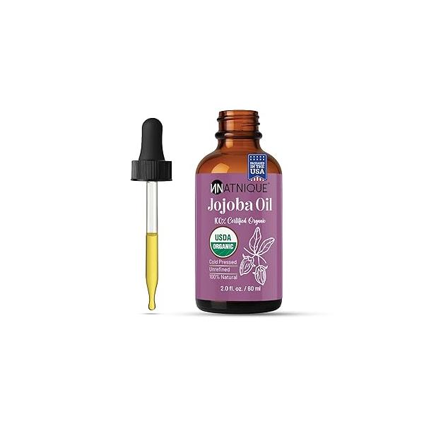 Jojoba Oil 2oz, USDA Certified Organic, Hexane-Free, 100% Pure for Hair Growth, Face, Dry Skin, Nails, Hair, Scalp Care, Bread & Cuticles. Facial Gua Sha Massage