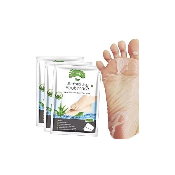 Foot Peel Mask 3 Pack, Exfoliator Off Calluses Dead Skin Callus Remover,Baby Soft Smooth Touch Feet-Men Women (Aloe Vera)