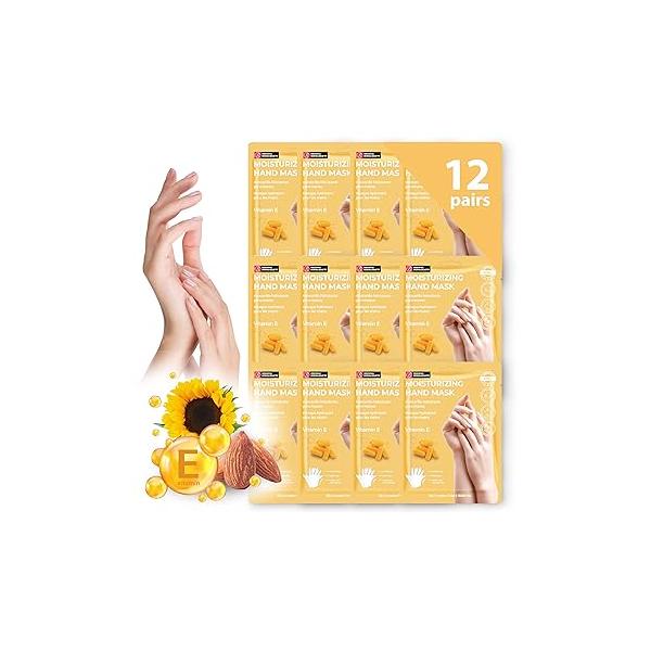 12 Pairs Original Derma Beauty Hand Mask Bulk Moisturizing Gloves for Dry Hands Nail Care Essential (Shea Butter + Avocado)