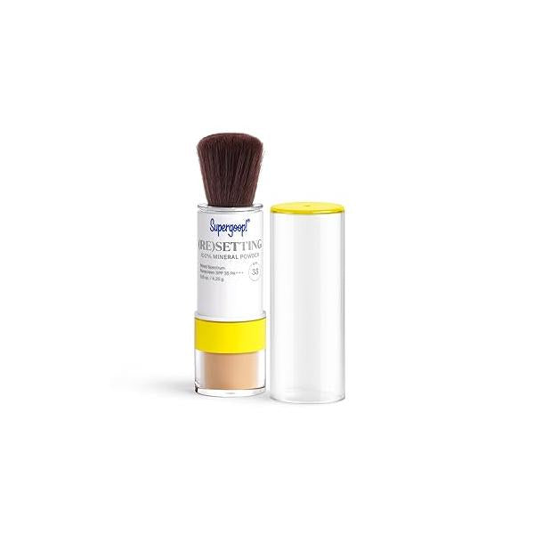 Supergoop! (Re) setting 100% Mineral Powder, Medium - 0.15 oz Makeup Setting Powder + Broad Spectrum SPF 35 PA+++ Sunscreen With Ceramides, Olive Glycerides & Coated Silica Spheres