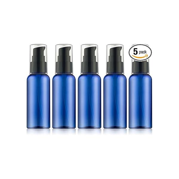 RAYNAG 5 Pack Empty Refillable Plastic Pump Bottle Ideal for Lotion Cream Essential Oil Travel Small Container,50ml/1.7oz