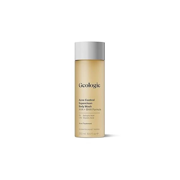 Geologie Acne Control Body Wash | Exfoliating AHA + BHA Cleanser for Men & Women Reduces Bacne Breakouts Salicylic Acid Glycolic 8.4 Fl Oz