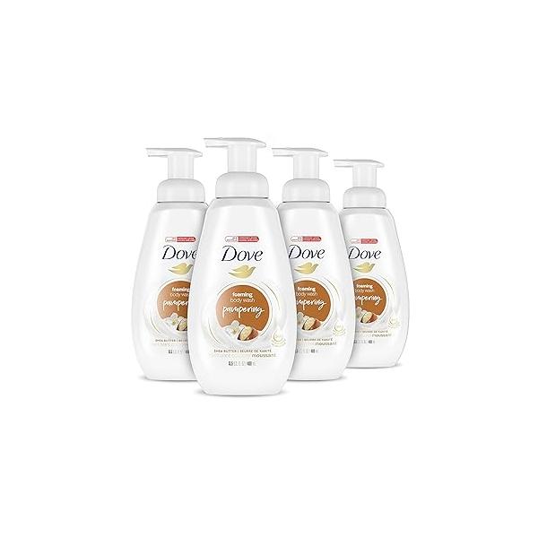 Dove Instant Foaming Body Wash Shea Butter with Warm Vanilla Pack of 4 NutriumMoisture Technology Effectively Washes Away Bacteria While Nourishing Your Skin 13.5 oz