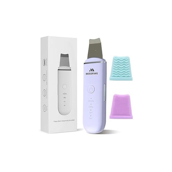 Skin Scrubber Face Spatula Facial for Deep Cleansing Blackhead Remover Pore Cleaner with 4 Modes (Purple)