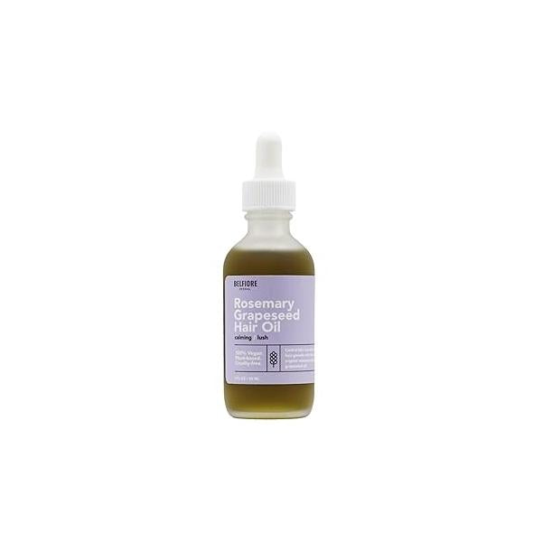 Organic Rosemary Grapeseed Oil, 100% Natural Hair Growth, Vitamins & Essential Oils Protects Strengthens, Cruelty-Free, 2oz
