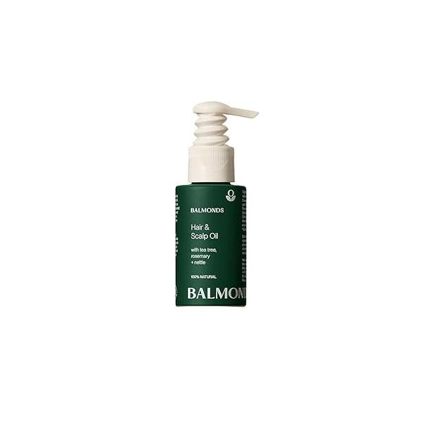 Balmonds Hair, Scalp & Beard Oil 1.7 Oz with Rosemary, Hemp Tea Tree - Natural Conditioning Treatment for Dry, Itchy Scalps Nourishes Moisturizes