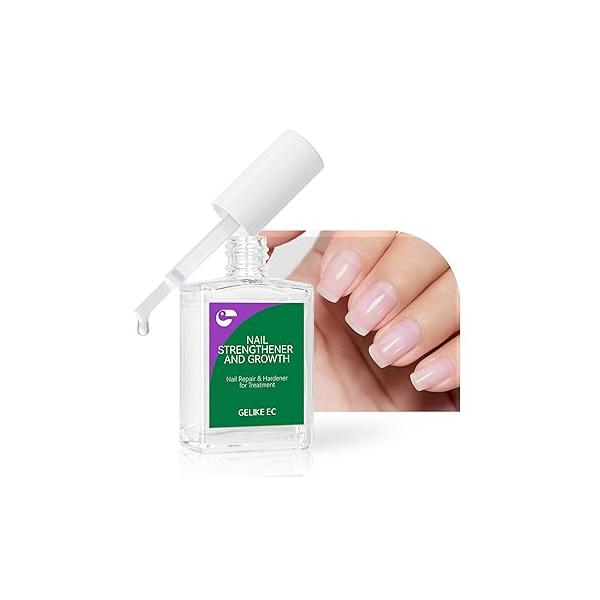 Nail Repair Strengthener for Home Care: Gelike EC 6 in 1 Natural Protein Hardener Extra Strong and Growth - Long Lasting Fast Dry Polish Damaged Weak Splitting Break Treatment(Clear 15ml)