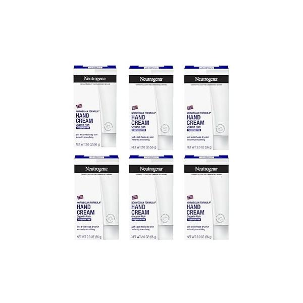 Neutrogena Norwegian Formula Moisturizing Hand Cream & Lotion for Dry Hands, Fragrance Free Glycerin Concentrated Relief, Over 200 Uses, 6 Pack, 2 oz Each (Total 12 Fl Oz)