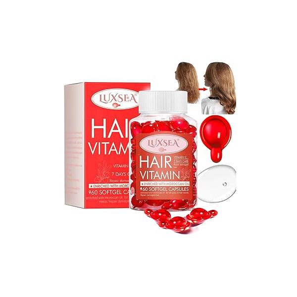 Hair Oils Vitamin E Capsules, Treatment Serum Oil for Split Ends, Repair Essence Dry Damaged Care, Healthier Smooth Silky Thicker Growth