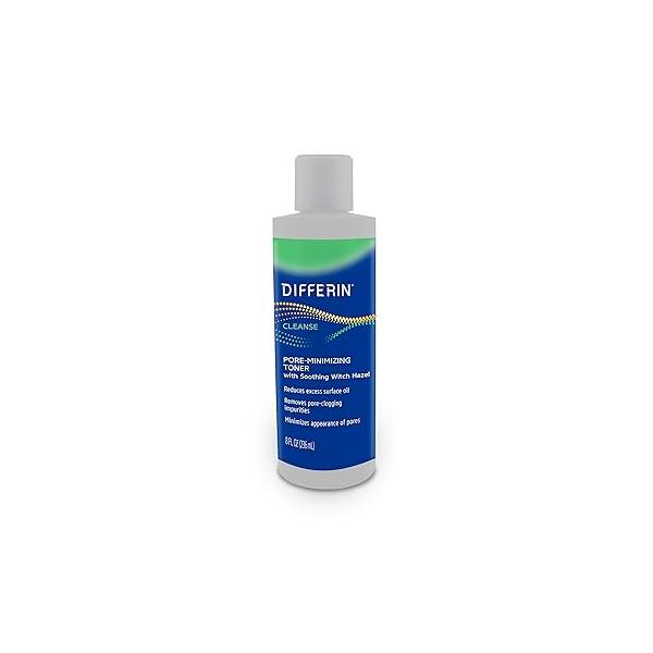Differin Witch Hazel Toner for Face, Pore-Minimizing Skin by the makers of Gel, Gentle Care Acne Prone Sensitive Skin, 8 oz (Packaging May Vary)