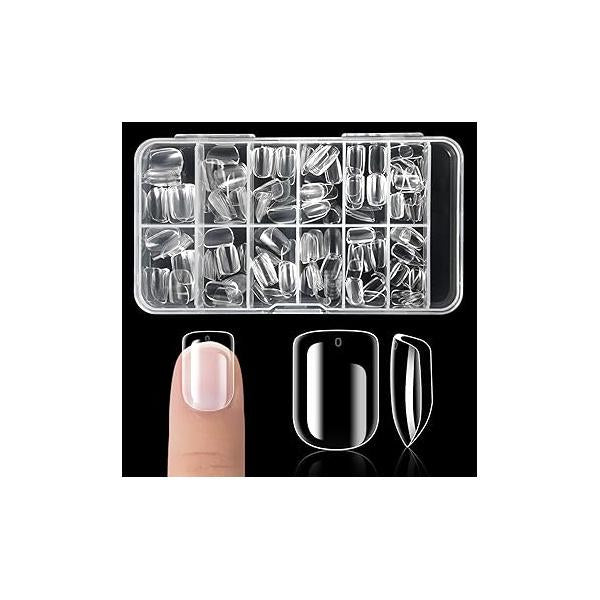 krofaue Kids Short Clear False Nails - 240Pcs Full Cover Press on for Little Girls Children Fake Fingernail Decoration 10 Sizes Soft Gel Nail Tips