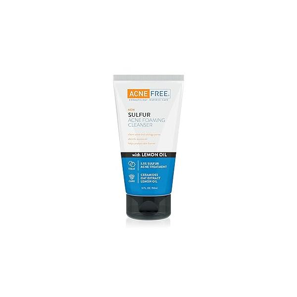 Acne Free Sulfur Foaming Cleanser with Lemon Oil, and Oat Extract, 5 Ounces