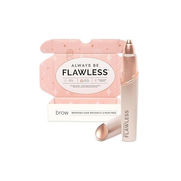 Finishing Touch Flawless Brows Eyebrow Hair Remover for Women, Electric Razor Women with LED Light Instant and Painless Removal