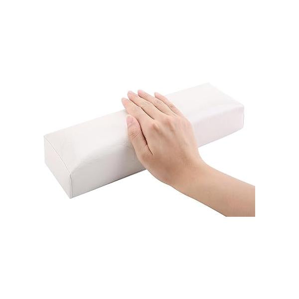 Nail Arm Rest Hand Cushion, Stripe Leather Pillow Cushion Soft Sponge Manicure Salon Armrest Art Accessories Tool (Silver)
