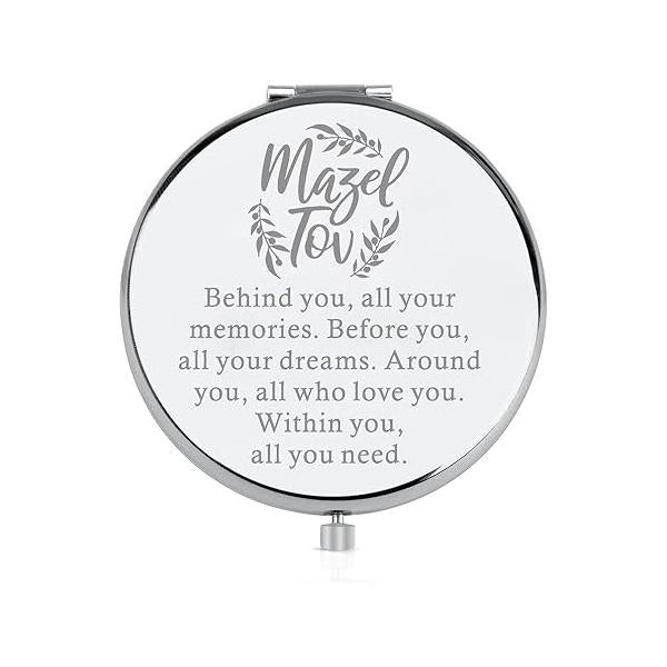 FEELMEM Mazel Tov Good Luck Compact Mirror Bat Mitzvah Gift Jewish Party Congratulations Hanukkah