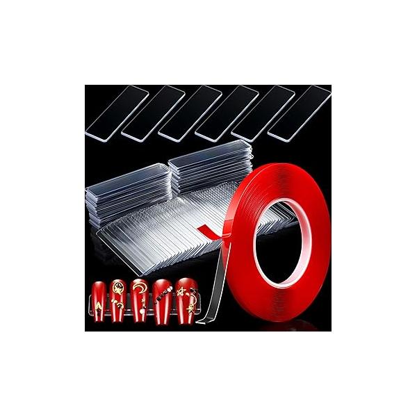 100 Pieces Nail Design Tips Display Stand Holder with 10 M Double Sided Tape Practice and Removable Mounting for Home Wall office Decor