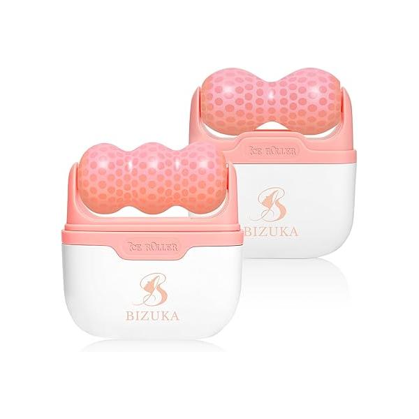 Ice Roller for Face and Eyes Facial Skin Care Tool 2-in-1 & - Reduces Puffiness, Relieves Migraines, with Travel Case Ideal Gift Women (Pink)