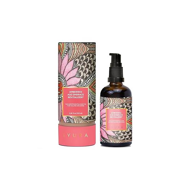 The Ayurveda Experience iYURA Ambhring Age Embrace Revitalizer and Hair Oil - Pro-age Moisturizer for Bouncy, Shiny Voluminous Ayurvedic with Amla & Bhringraj 3.4 fl oz