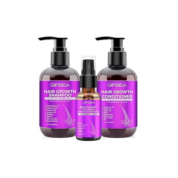 Hair Growth Shampoo and Conditioner Set With Rosemary, Biotin, Argan, Castor Oils for Thinning, Damaged, Curly