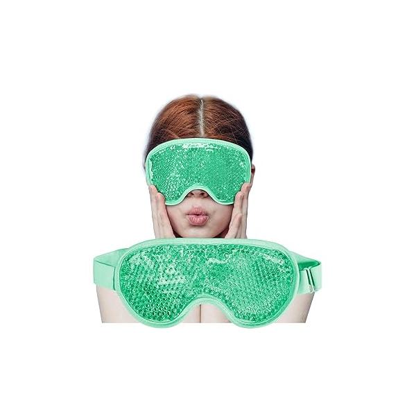 Cooling Eye Mask with Gel Bead, Reusable Cold Compress Ice Pack Sleeping Pads for After Eyelid Surgery, Puffiness, Puffy Eyes, Headache, Migraine Relief(Blue)
