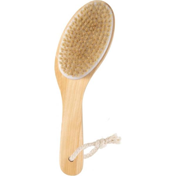 Bamboo Curved Long Handle Dry Brushes, Body Brush for Skin, Blood Circulation, Cellulite Treatment,Wet and Suitable All Kinds of Skin with Soft Stiff Bristles