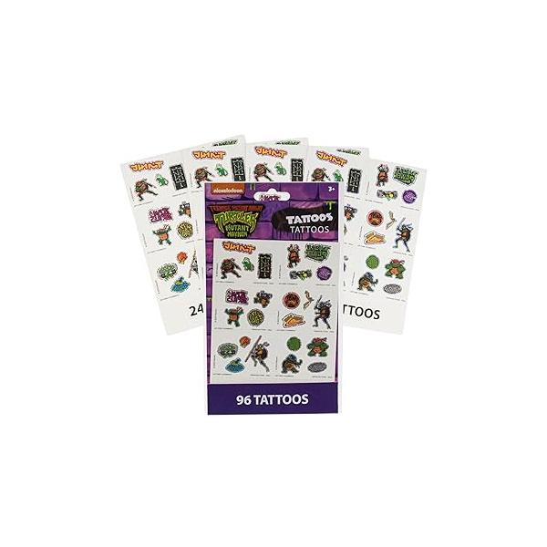 Turtles Raphael, Leonardo, Donatello, Michelangelo Ninja Temporary Tattoos - 96 Count
