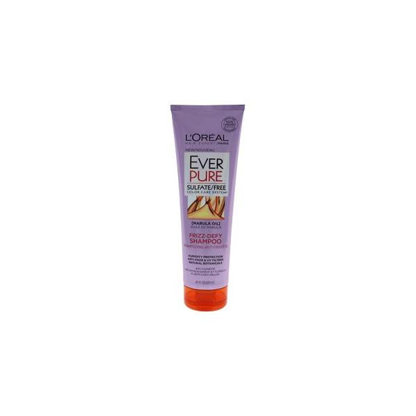 L'Oreal Paris Sulfate Free Frizz Defy Shampoo, Control Hair Care with Marula Oil, EverPure, 8.5 Fl Oz (Packaging May Vary)