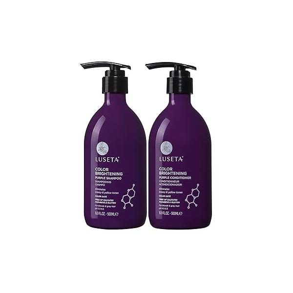 Luseta Purple Shampoo and Conditioner Set for Blonde, Gray - Color Treated Hair Sulfate Free Paraben Infused with Cocos Nucifera Oil Curly Damaged 2x16.9oz