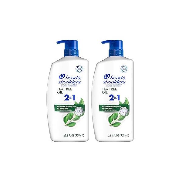Head & Shoulders 2 in 1 Dandruff Shampoo and Conditioner, Anti-Dandruff Treatment, Tea Tree Oil for Daily Use, 32.1 oz Each, Twin Pack