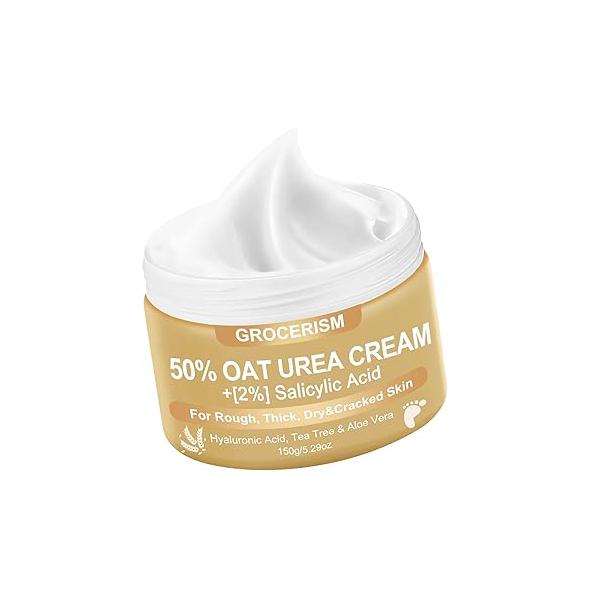 Urea Cream 50 Percent for Feet Maximum Strength 5.29 oz with Oat and 2% Salicylic Acid, Foot & Hand included Hyaluronic Tea Tree Aloe Vera Deep Moisturizing, Callus Removing