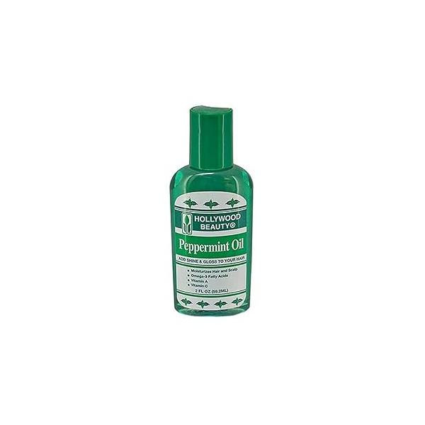 Hollywood Beauty Peppermint Hair Oil, 2 oz - Conditions & Skin, Natural Treatment for Dry Itchy Scalp, Moisturizes with Omega-3, Vitamin A C