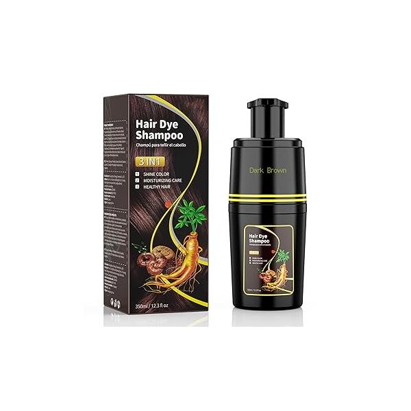 Black Hair Dye Shampoo, 3 in 1 hair dye for women, Champu para canas - Herbal Ingredients Natural Plant Grey Minutes 12.3 FL OZ(black)