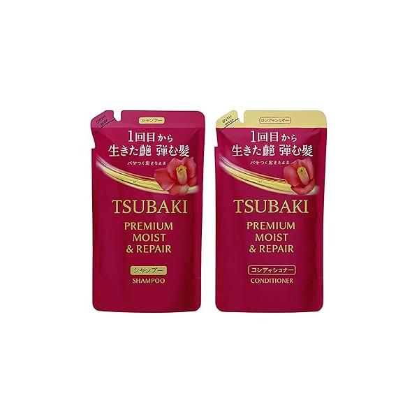 Moist Repair Tsubaki Shampoo and Conditioner - Foil Pouch Refill Set 300ml/10oz each Camellia Oil -Moisturizes, Protects Dry Damaged Hair Imported from Japan by SalonTop