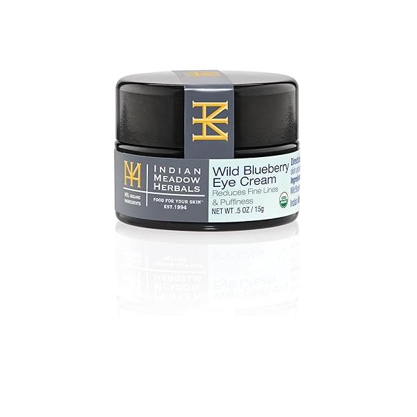 Indian Meadow Herbals Wild Blueberry Eye Cream (.5oz) - Under for Puffy Eyes & Fine Lines - Anti-Aging Care w/Organic Herbs, Oils