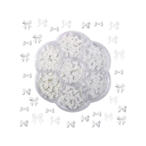 Nail Bow Charms 3D White Butterfly for Nails with Matte Designs Bows Tie Resin Kit DIY Art Charm Women