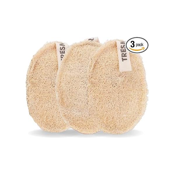 Natural Loofah Body Sponge, Plant-Based Exfoliating Scrubber for Men & Women, Organic Loofahs Deep Cleansing Skin Smoothing (3 Pack)