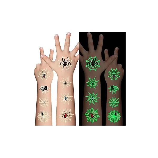 Halloween Luminous Bat Temporary Tattoos for Kids - 10 Sheets Glow In The Dark Theme Boys and Girls, Cosplay Face Makeup Accessories Holiday Party Gifts