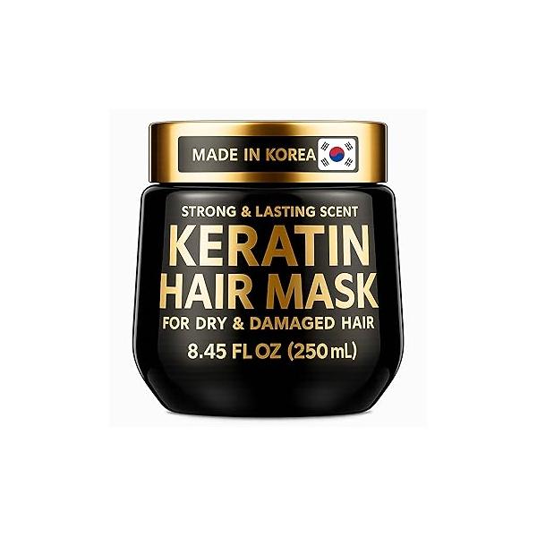 Keratin Hair Mask for Dry Damaged and Growth - Enriched with Argan Oil, Panthenol, Biotin Korean Deep Conditioner Bleached Conditioning Repair Cream Treatment