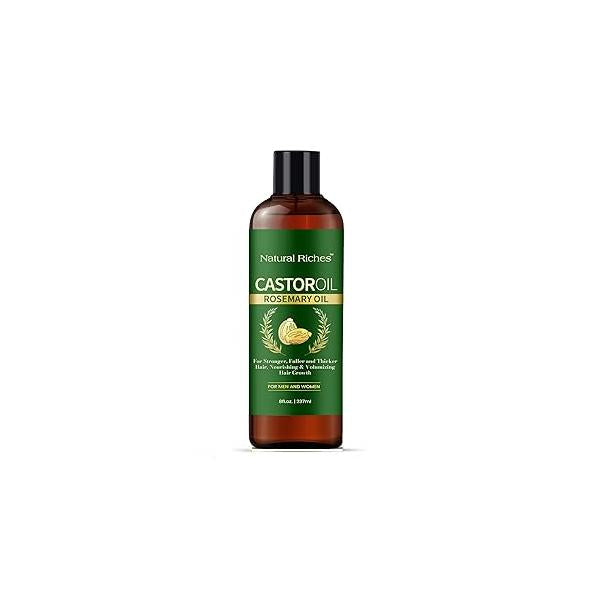 Natural Riches Castor Oil with Rosemary Oil, 8 fl oz, For Stronger, Fuller and Thicker Hair Growth Handcraft Blends Organic Premium Grade hair treatment.
