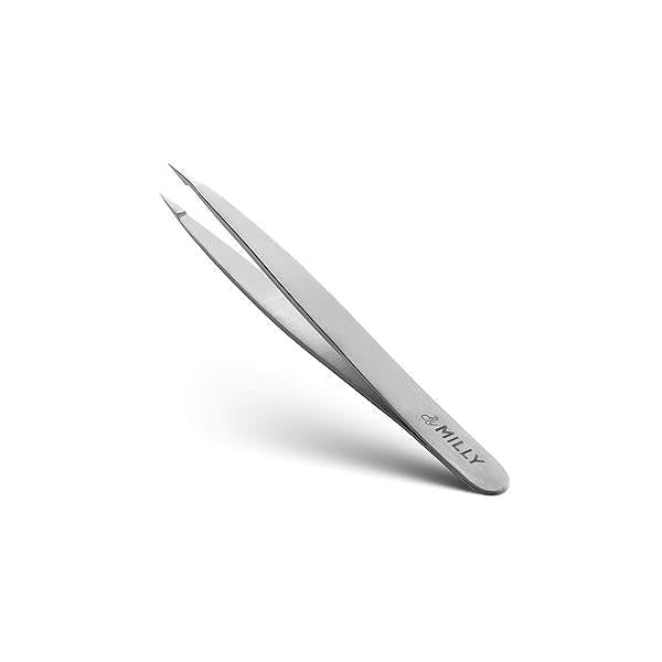 Pointed Tweezers | High Carbon Stainless Steel Needle Nose Fine Point Precision Hair Removal Perfectly Aligned & Hand-Filed Sharp Silver
