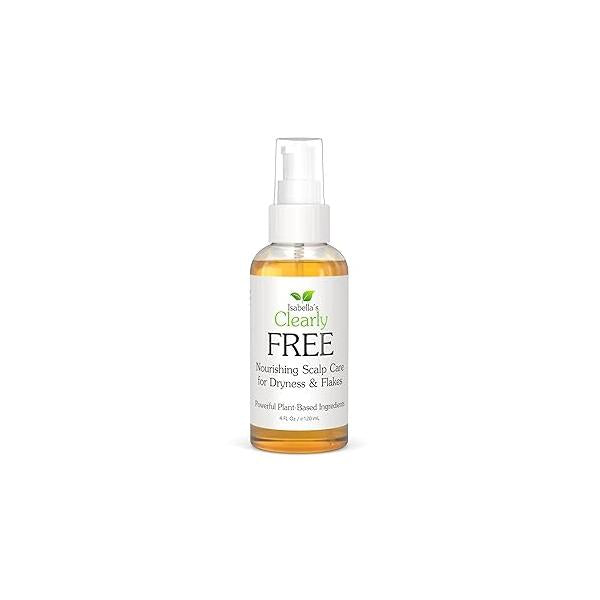 Isabella’s Clearly FREE, Best Natural Anti Dandruff Oil, Itch Relief for Dry Itchy Flaking Scalp and Dermatitis with Jojoba, Cedarwood, Manuka, Tea Tree Oils (4 FL Oz)