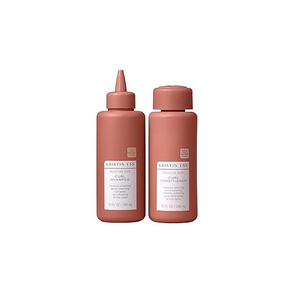 Kristin Ess Hair Curl Shea Butter Shampoo and Conditioner Set for Curly Bounce + Shine - Anti Frizz Moisture Deep Clean Vegan Product All Curls 2A-4C