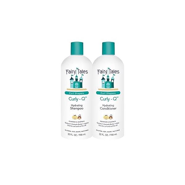 Fairy Tales Curly-Q Daily Hydrating Shampoo and Conditioner for Kids - 32oz Curly Hair Set Paraben, Sulfate, Gluten Nut Free