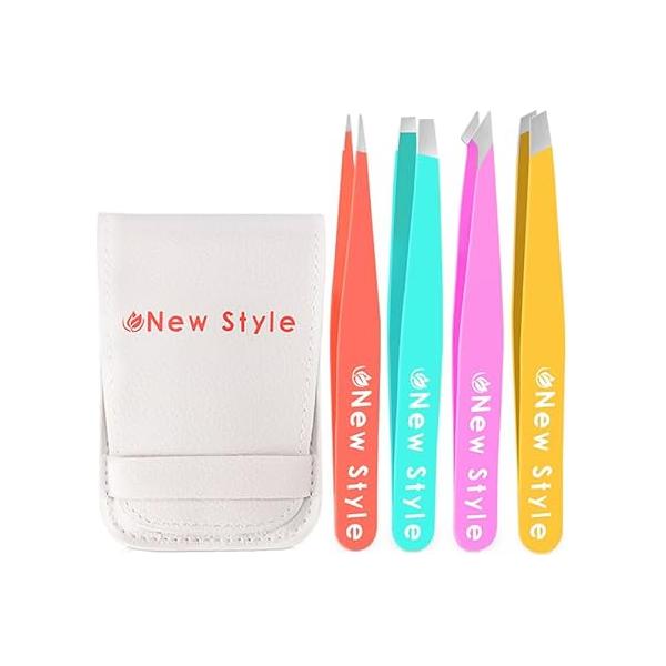 Professional Stainless Steel Tweezers Set, Multicolored Combo Pack, with Travel Case (With Possible Surprise Bonus!)