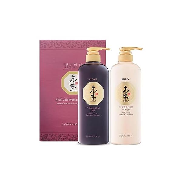 Daeng Gi Meo Ri - Ki Gold Premium Shampoo and Treatment Set, Promotes Healthy Hair Growth, Scalp Stimulant, Prevents Loss, 26.3 FL OZ Each