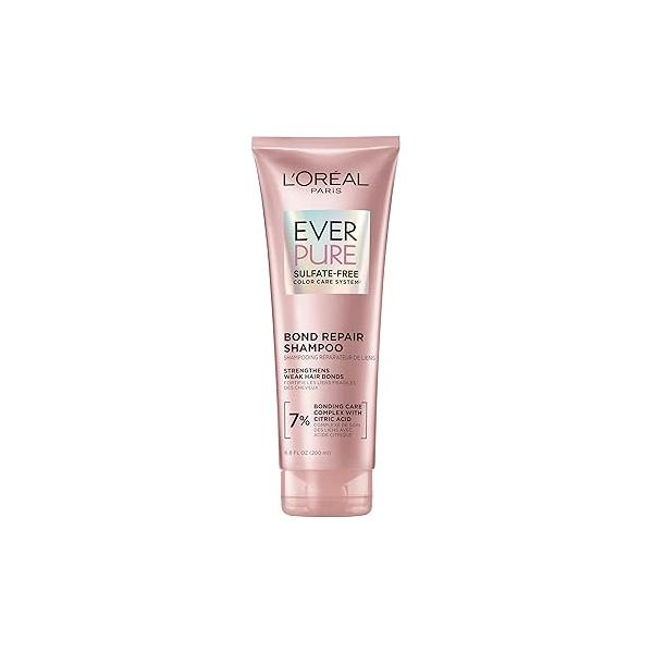 L'Oreal Paris Bonding Shampoo for Color Treated Hair, Strengthens and Repairs Weak Hair Bonds, Sulfate Free & Vegan Care, EverPure, 6.8 Fl Oz
